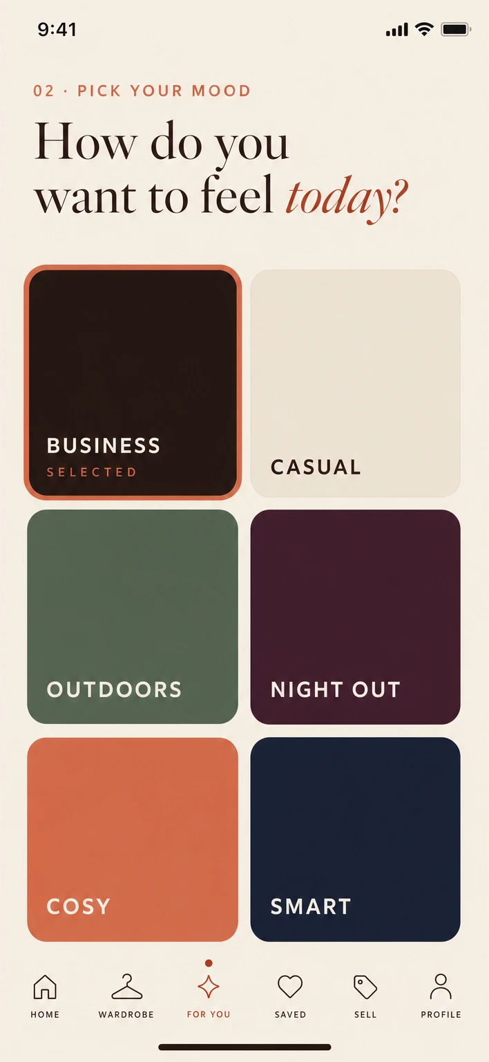 Pick your mood — Business selected